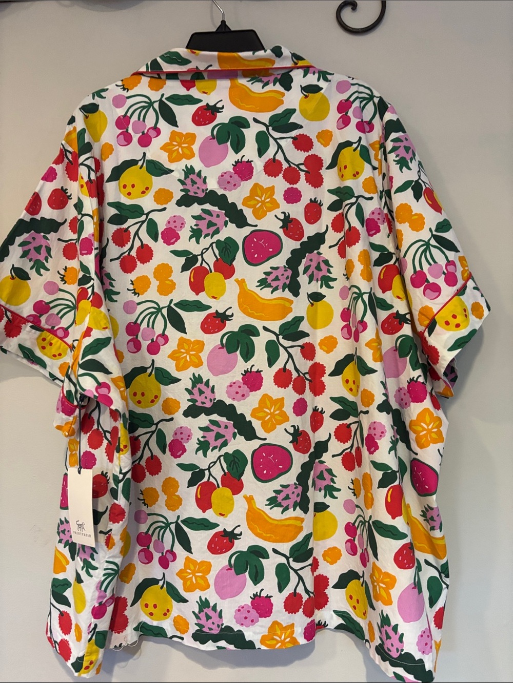 Printfresh White Fruit Print pajama set with Bright Red, Yellow & Green - Picture 8 of 14